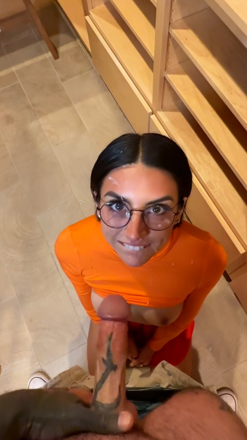 Cute petite latina sucking cock